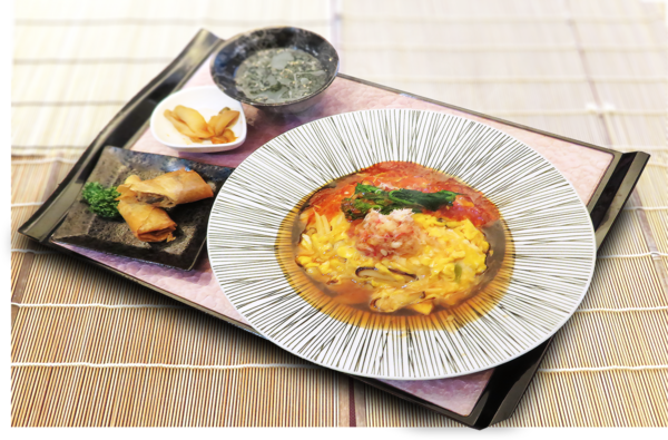 天津飯の中華ランチ ~甘酢ソース&チリソース~