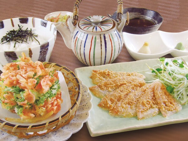 真鯛の利休漬けと桜海老のかき揚げ膳